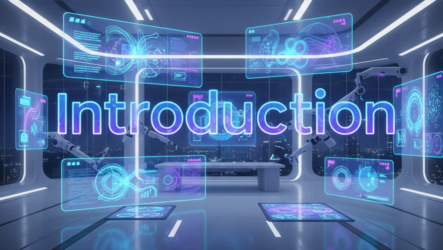 Introduction to AI-powered graphic design in 2025 with futuristic studio and digital screens | Siva Designer