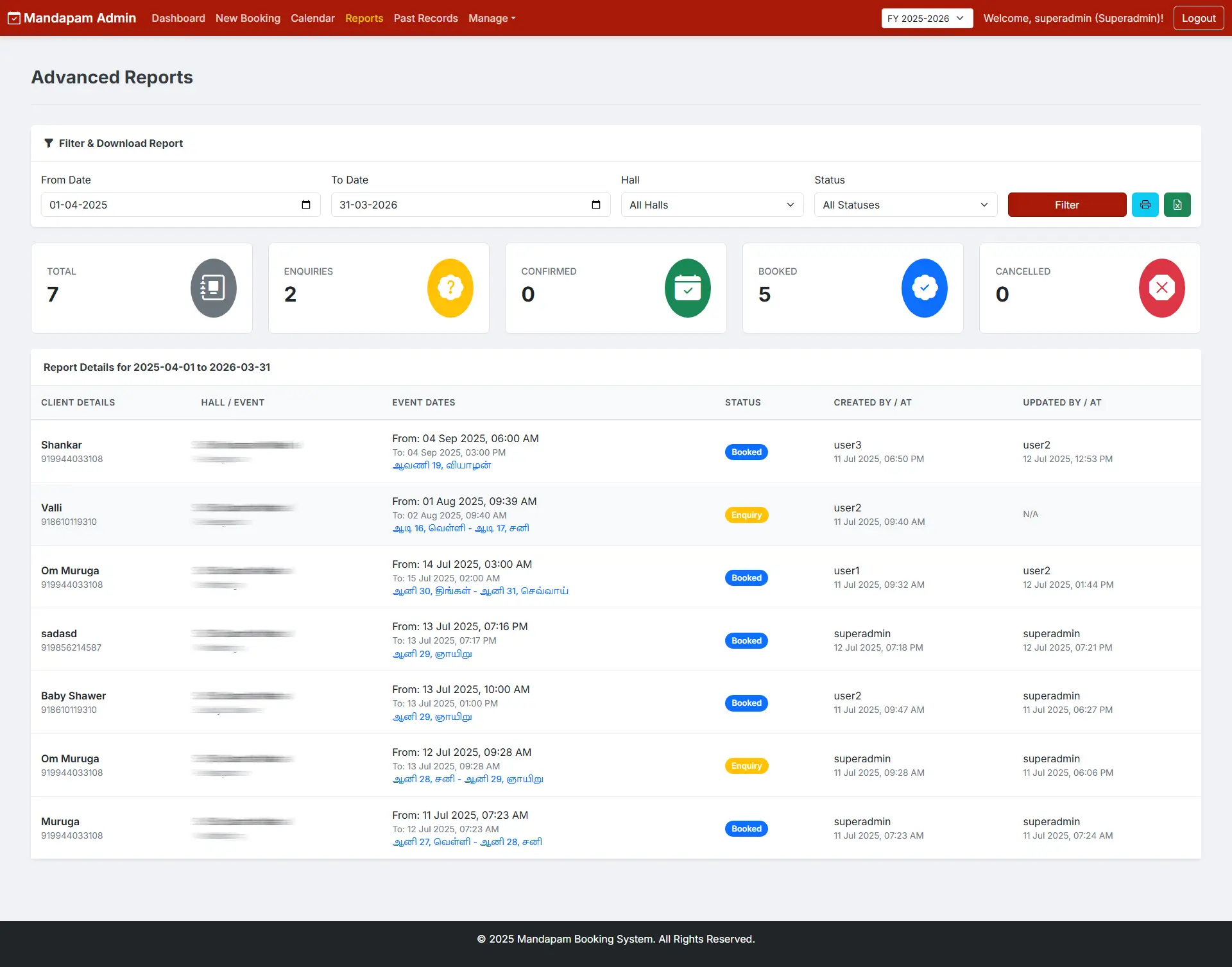 Mandapam Booking Automation & Banquet Hall CRM Software | Siva Designer