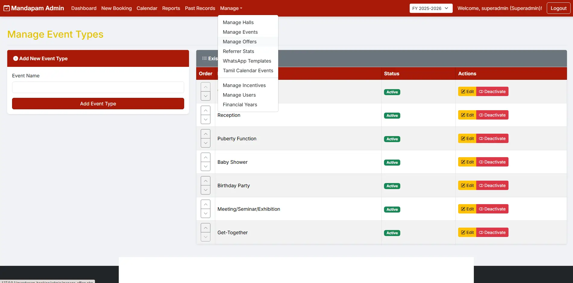 Mandapam Booking Automation & Banquet Hall CRM Software | Siva Designer
