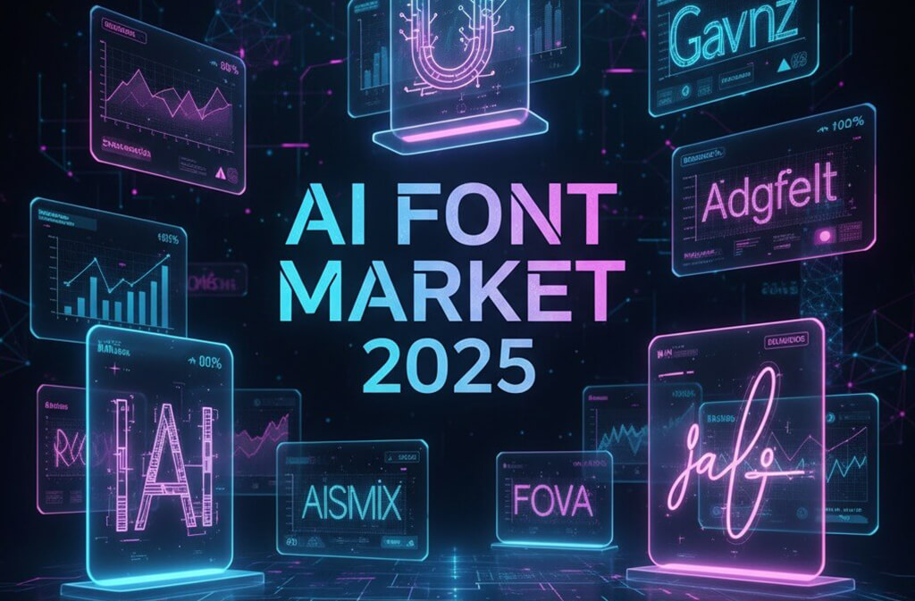 AI font market 2025 showing charts, graphs, and typography innovations