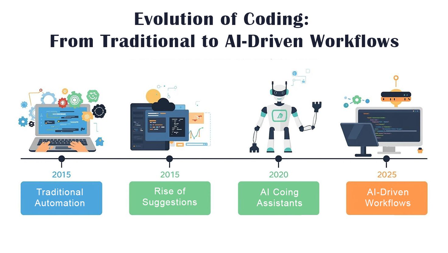 Evolution of Coding Timeline from Traditional to AI-Driven Workflows
