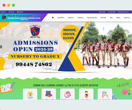 Web design project for PSK HI-TECH Academy CBSE School Anthiyur by Sivashankar
